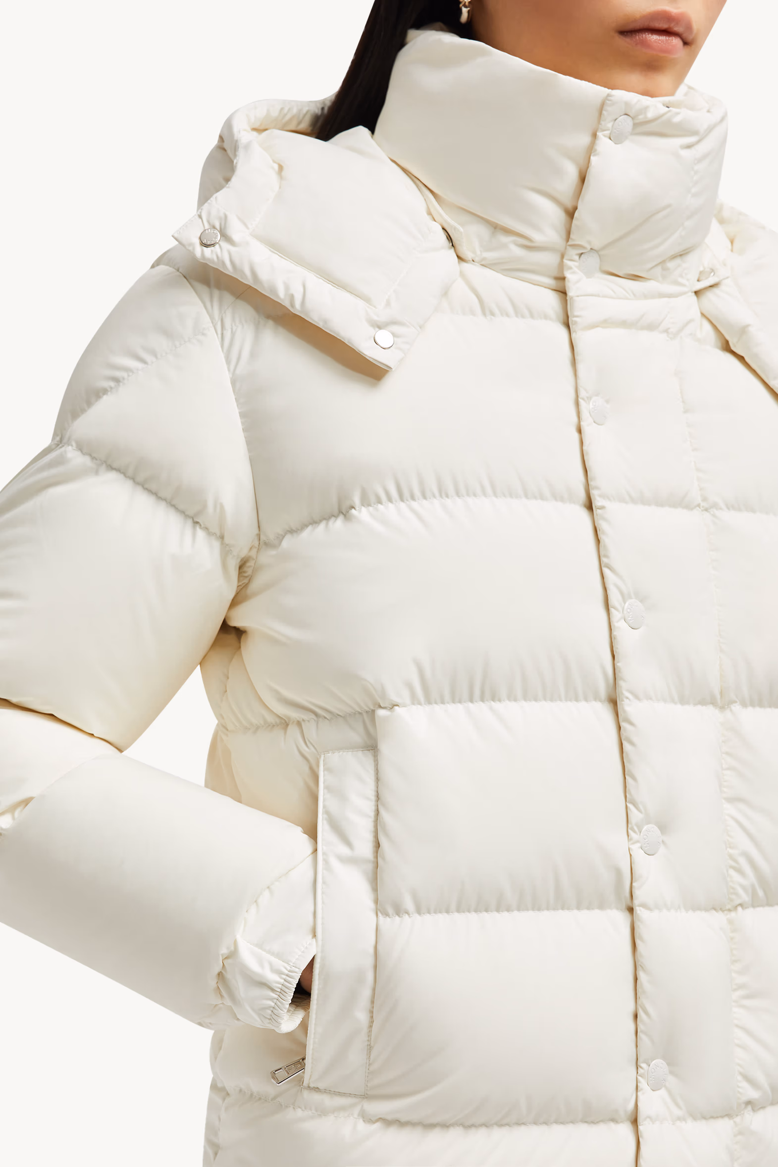 Moncler Maya 70 Hooded Short Down Jacket Women White Moncler 6
